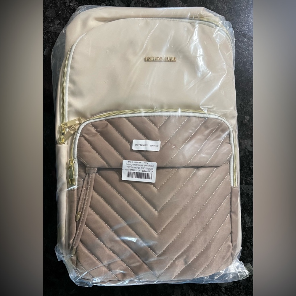 NIB KINGSLONG Women’s 15.6” Laptop Backpack, Cream/Tan